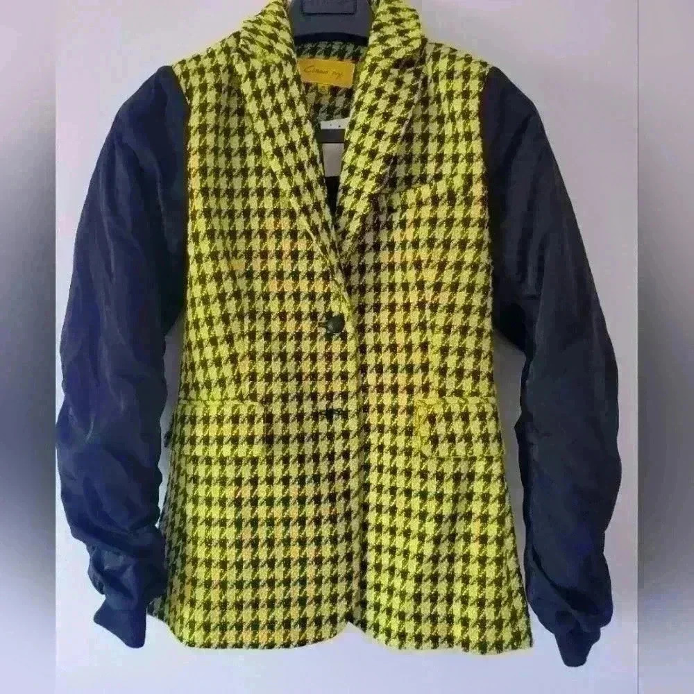 CIrcus NY  yellow plaid bomber blazer